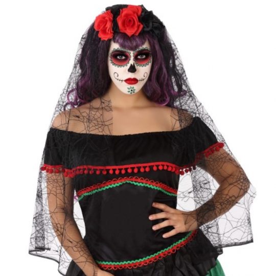 Diadema de Catrina con Velo
