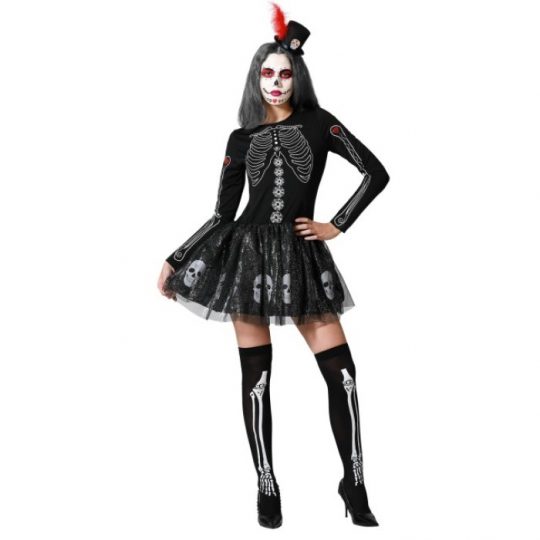 Disfraz Vestido Esqueleto Brillos