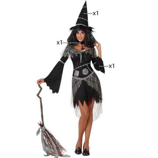 Disfraz de Bruja Negra Remiendos